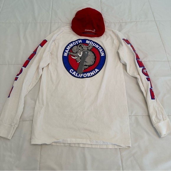 Vintage Kids Ski Mammoth Lakes California Long sleeve T-shirt with Hat - Picture 5 of 9